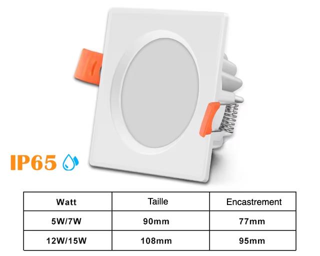 Spot LED encastrable carré IP65