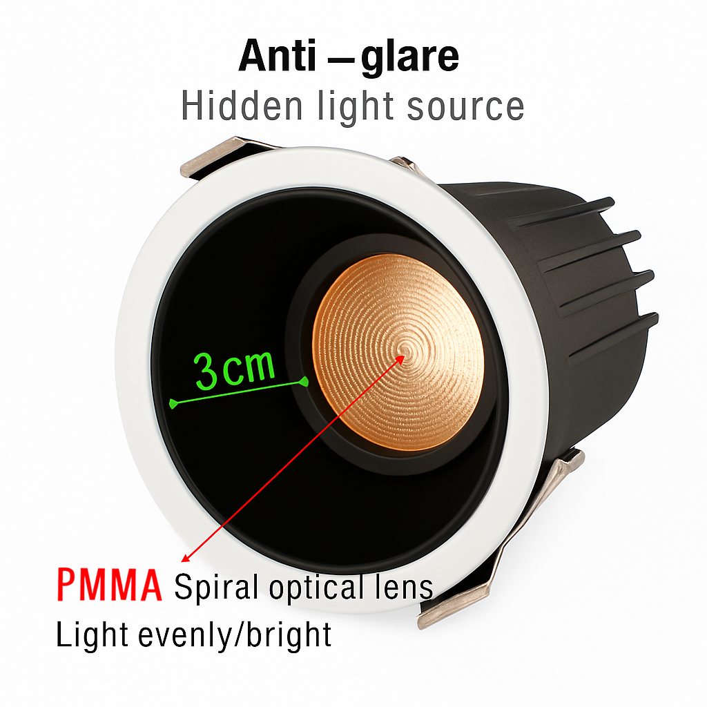 Spot — LED encastrable étanche antireflet pour intérieur et extérieur