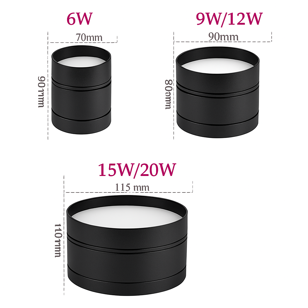 Plafonnier — LED à intensité variable 6W9W12W15W20W COB LED plafonniers AC110-220V pas d'ouverture cylindre