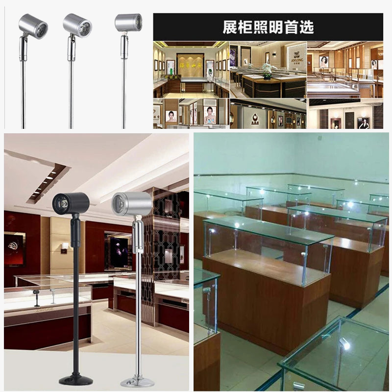 Spot led rotatif à montage en surface pour vitrine terrarium et bijoux Philémon Clarté en Aluminium - Une Présence Décorative Affirmée