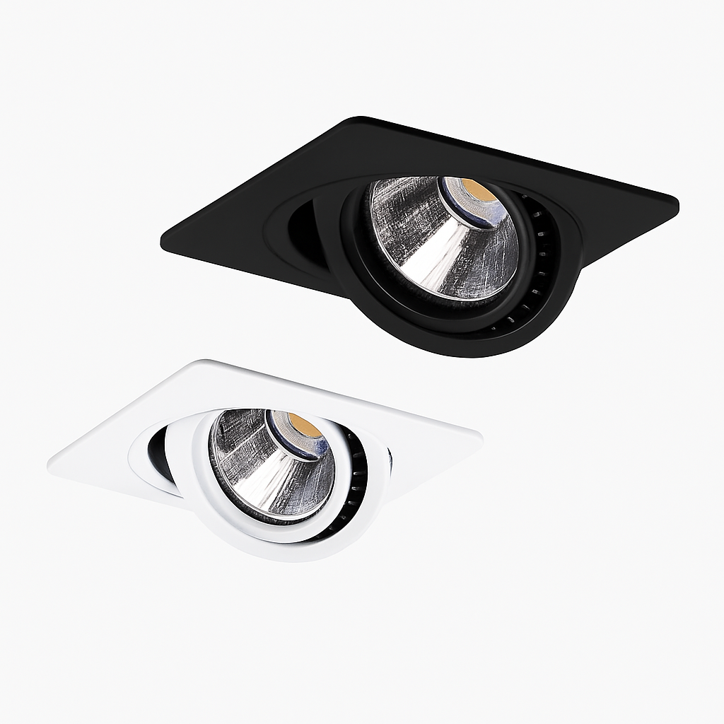 Spot moderne LED avec base carré et lumière rotative 360° Solal Romane Lueur - Lignes Graphiques & Décor Structuré