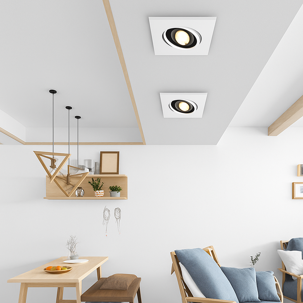 Spot moderne LED avec base carré et lumière rotative 360° Solal Romane Lueur - Lignes Graphiques & Décor Structuré