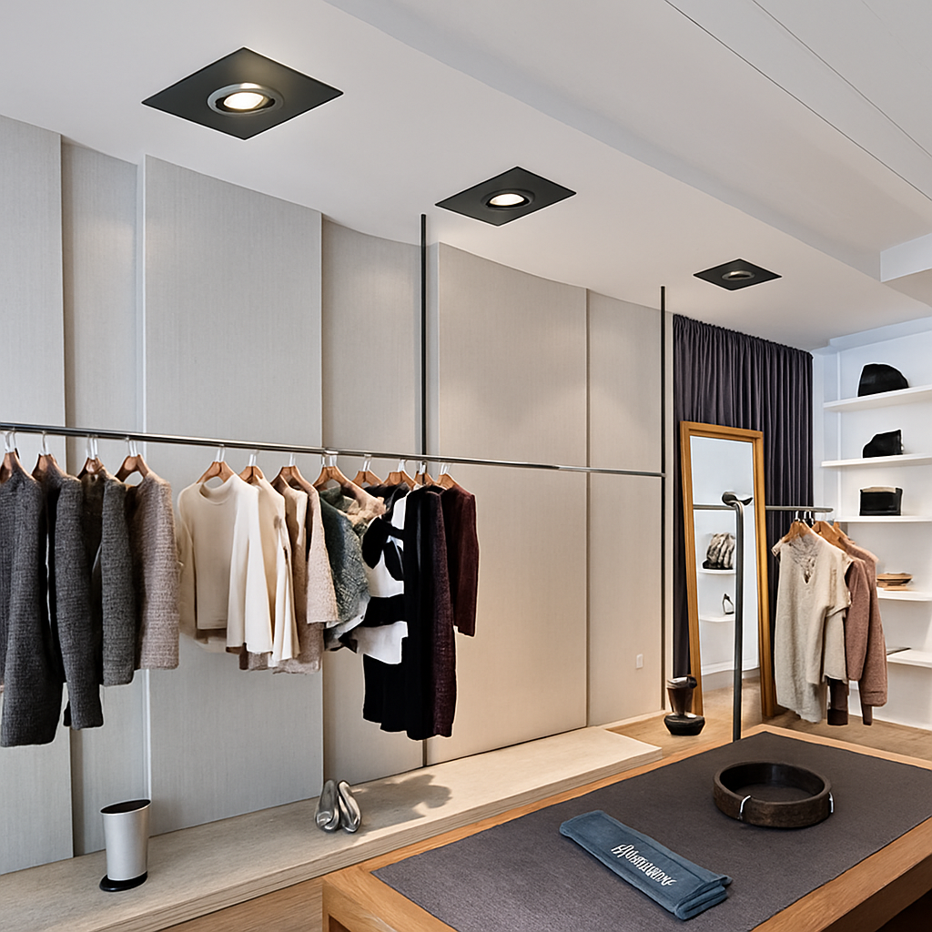 Spot moderne LED avec base carré et lumière rotative 360° Solal Romane Lueur - Lignes Graphiques & Décor Structuré
