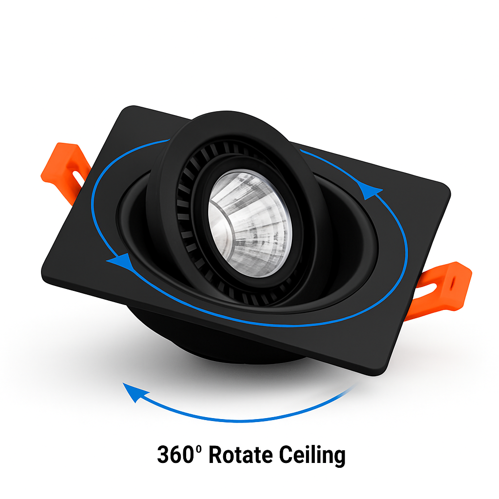 Spot moderne LED avec base carré et lumière rotative 360° Solal Romane Lueur - Lignes Graphiques & Décor Structuré