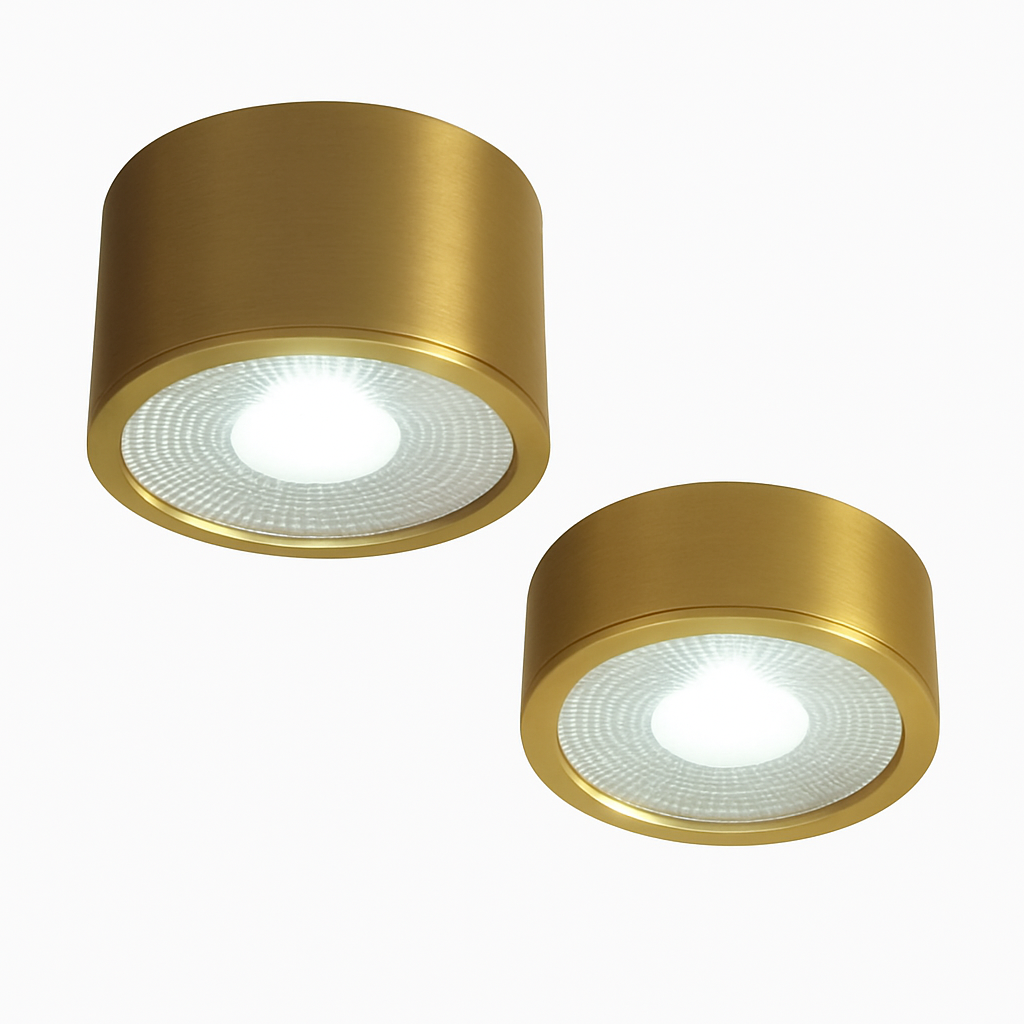 Spot moderne LED cylindrique en métal doré Tarm Juliette Auréole - Des Reflets pour Souligner le Décor