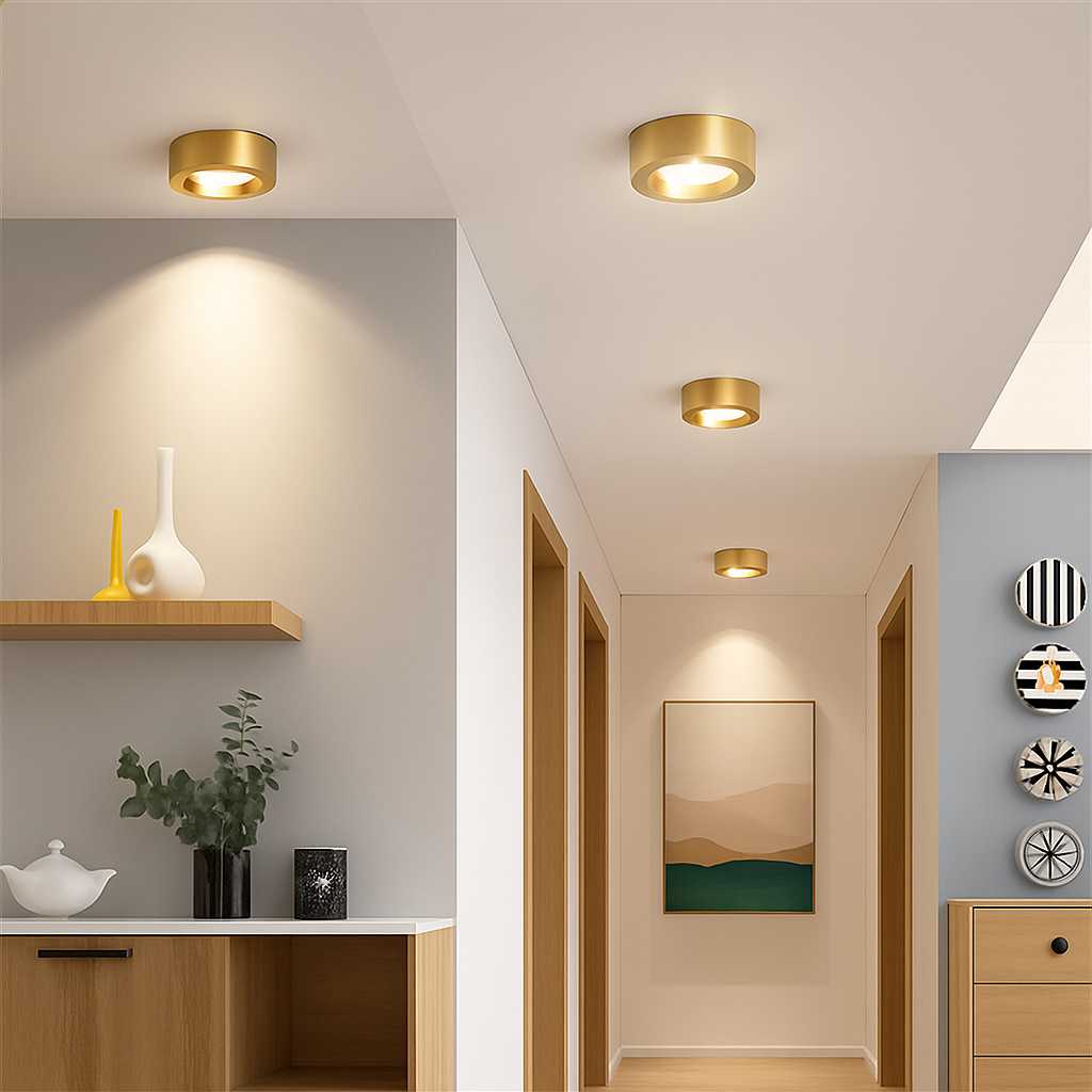 Spot moderne LED cylindrique en métal doré Tarm Juliette Auréole - Des Reflets pour Souligner le Décor