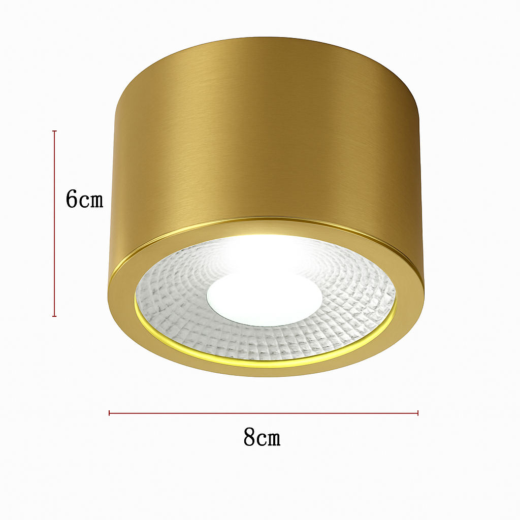 Spot moderne LED cylindrique en métal doré Tarm Juliette Auréole - Des Reflets pour Souligner le Décor
