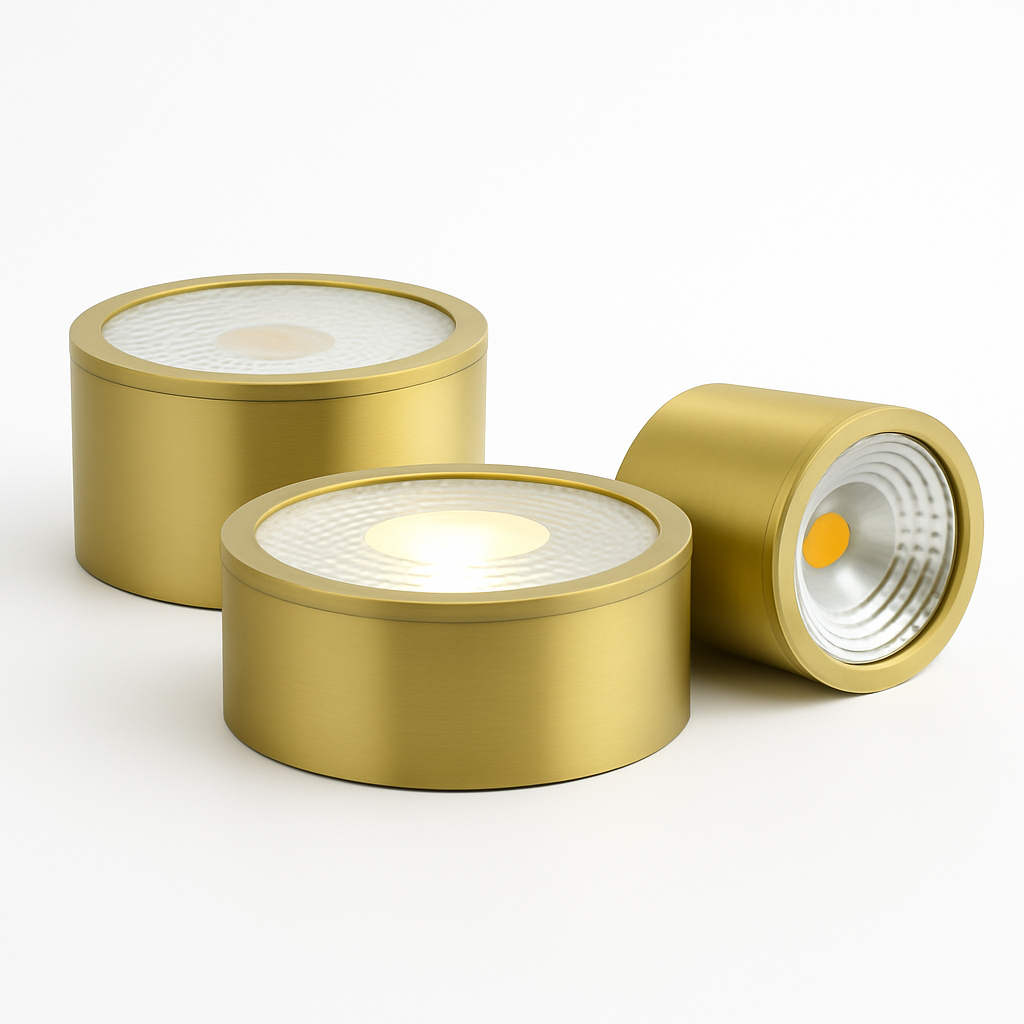 Spot moderne LED cylindrique en métal doré Tarm Juliette Auréole - Des Reflets pour Souligner le Décor