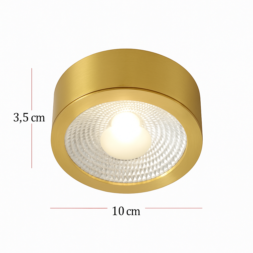 Spot moderne LED cylindrique en métal doré Tarm Juliette Auréole - Des Reflets pour Souligner le Décor