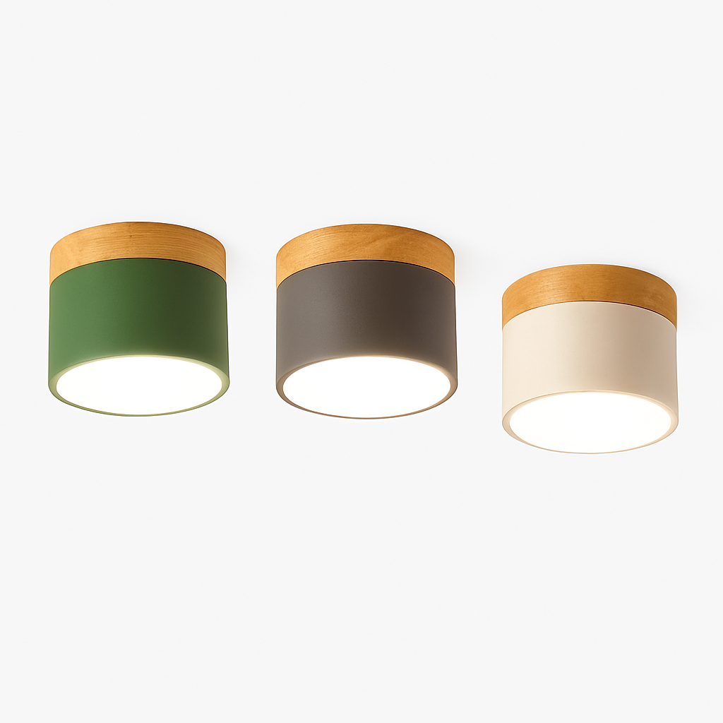 Spot moderne à LED en bois et métal coloré Allan Camille Étude - Une Note Actuelle dans le Décor