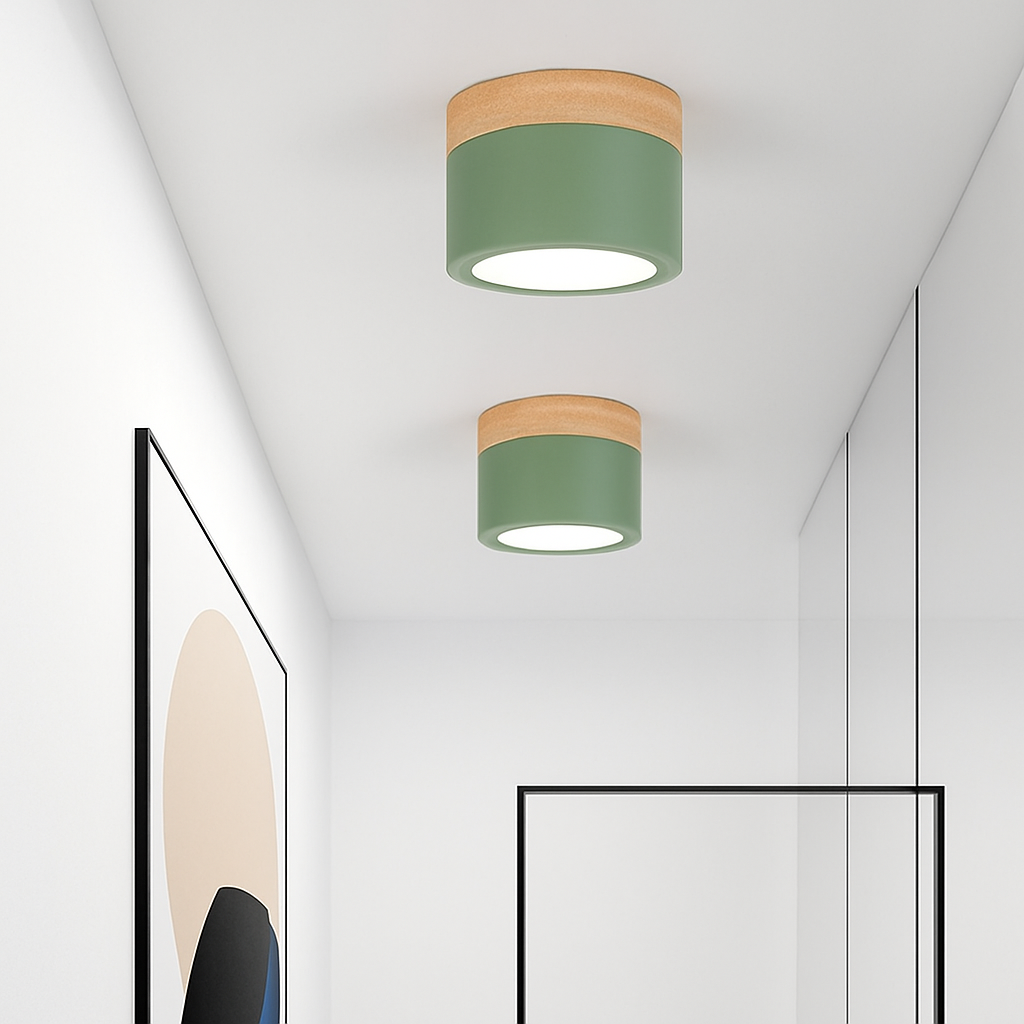Spot moderne à LED en bois et métal coloré Allan Camille Étude - Une Note Actuelle dans le Décor
