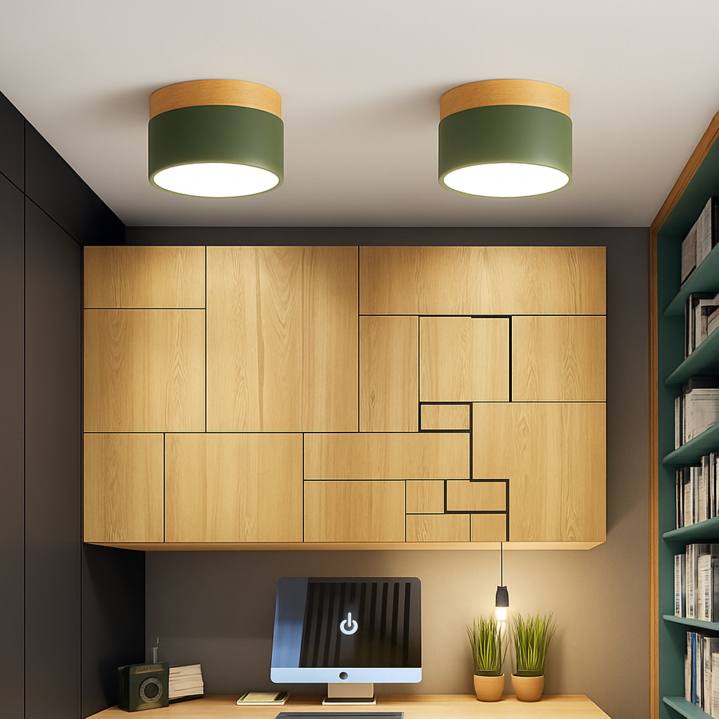 Spot moderne à LED en bois et métal coloré Allan Camille Étude - Une Note Actuelle dans le Décor