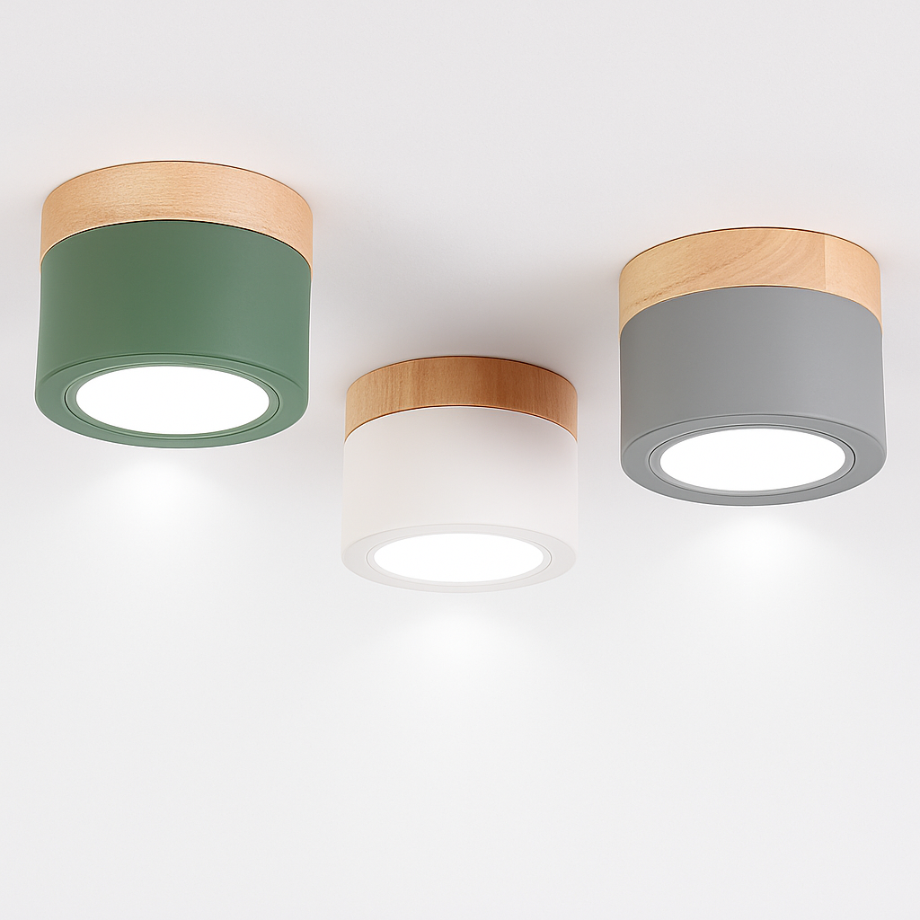 Spot moderne à LED en bois et métal coloré Allan Camille Étude - Une Note Actuelle dans le Décor