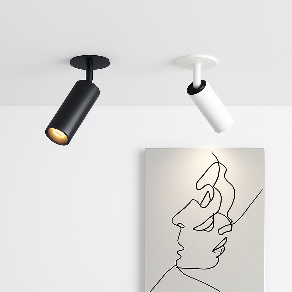 Spot — Plafond à LED tube directionnel blanc ou noir