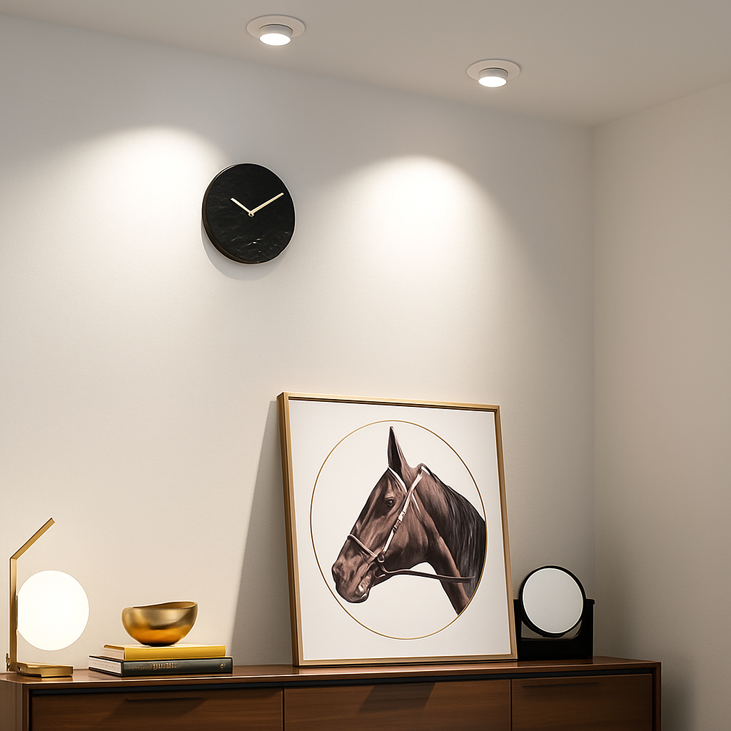 Spot rond à LED pivotable à 360° en aluminium blanc Ysée Quintette - Une Silhouette Tout en Rondeur