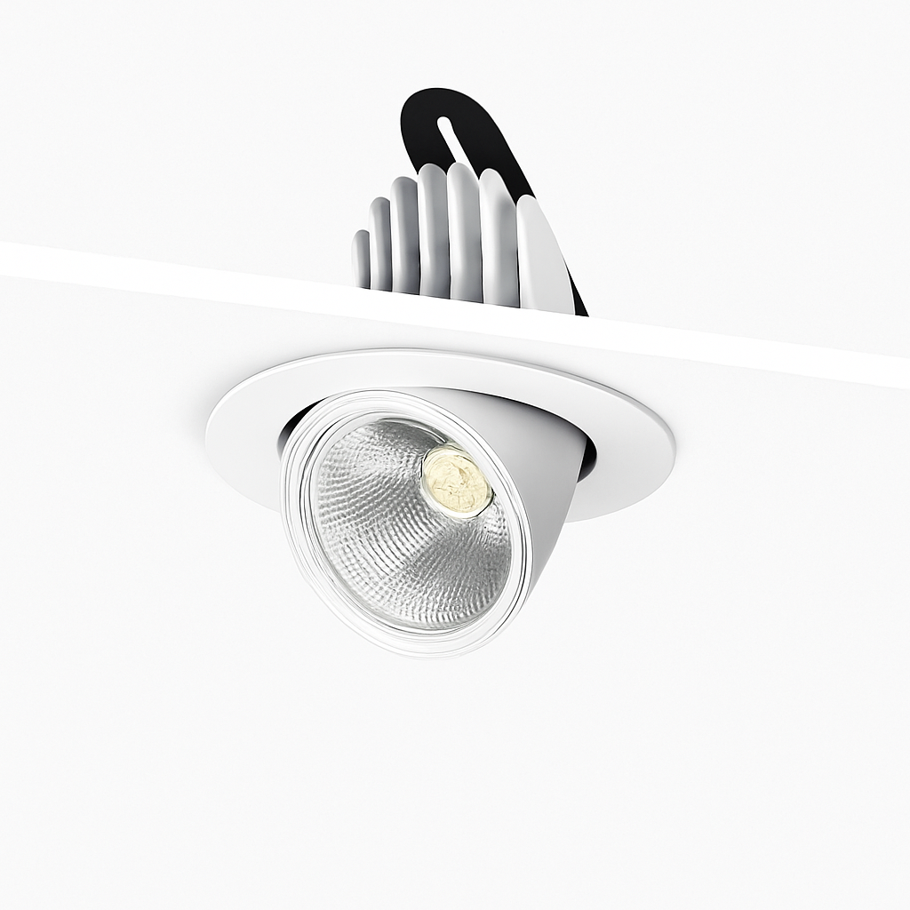 Spot rond à LED pivotable à 360° en aluminium blanc Ysée Quintette - Une Silhouette Tout en Rondeur