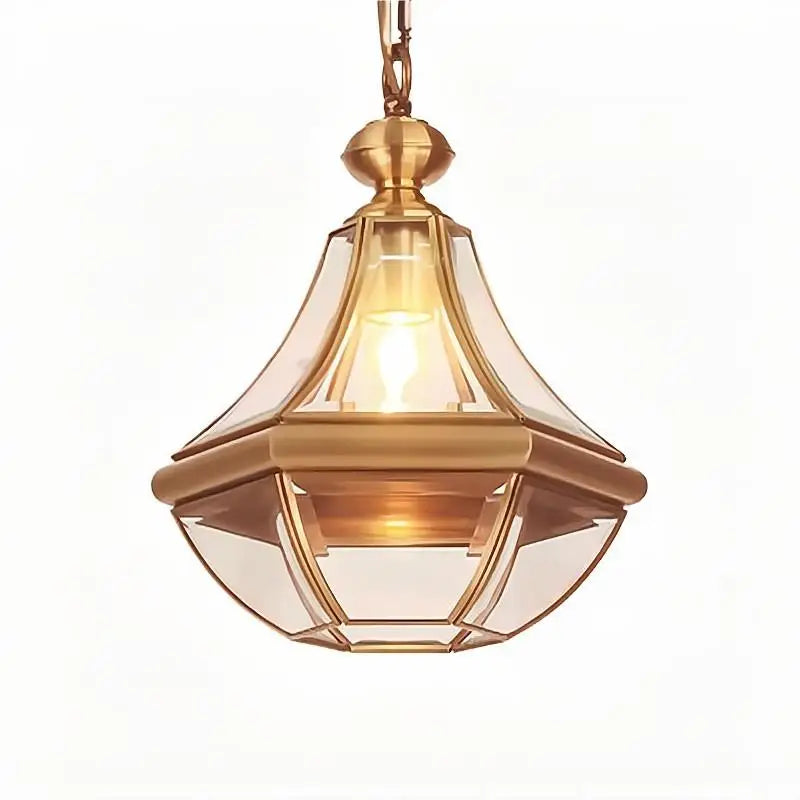 Suspension — Extérieure Style américain Rural plein cuivre étanche lustre Villa porche solarium/couloir/balcon pavillon pavillon lampe en laiton