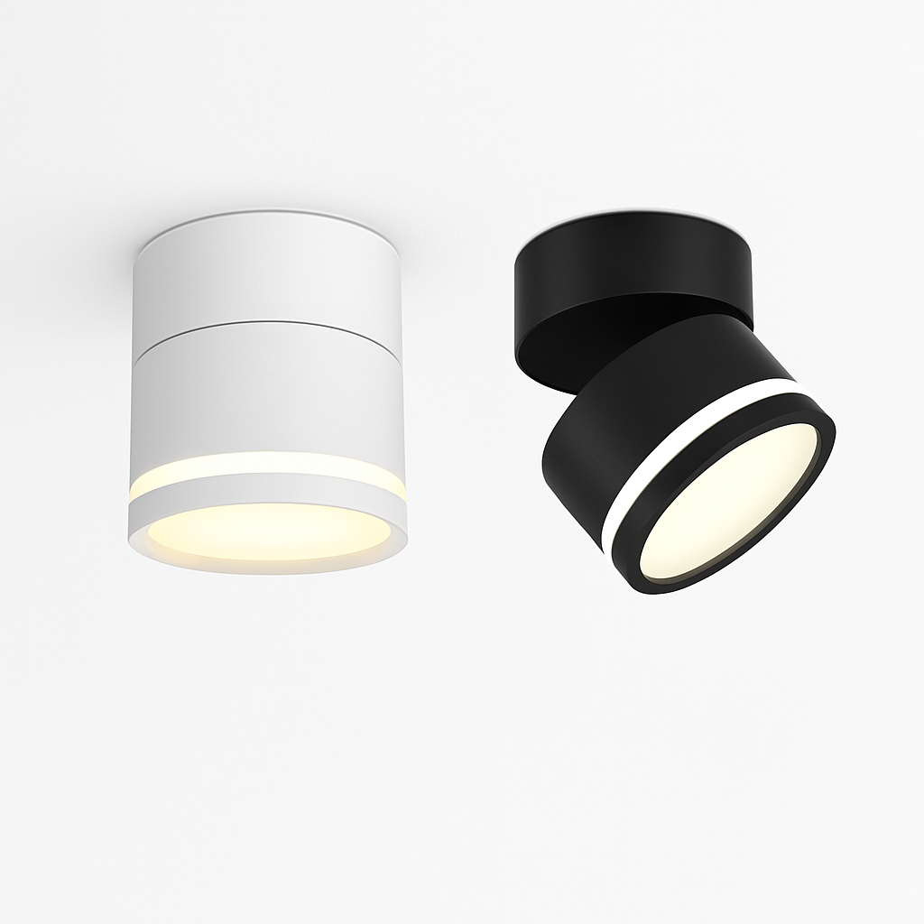 Spot LED tubulaire de plafond en saillie orientable à angle réglable 7W 9W 12W 15W pour intérieur 220V 110V Juliette Dessin en Aluminium - Simplicité & Caractère au Quotidien