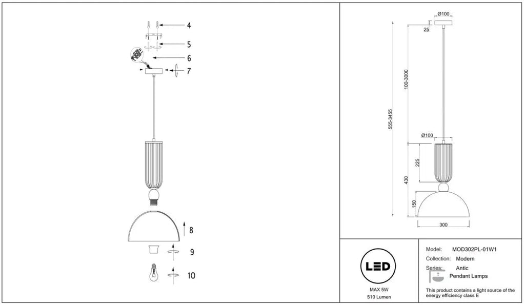 Suspension Luminaire | ANTIC (Dôme)