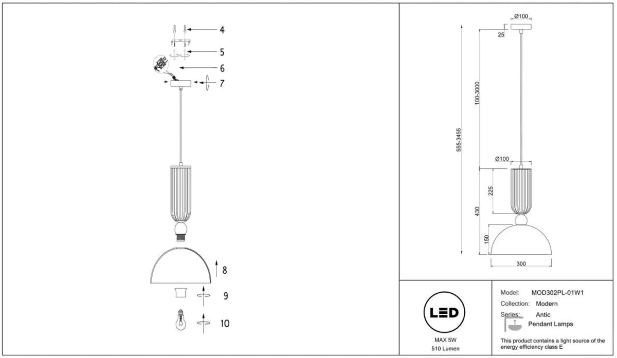 Suspension Luminaire | ANTIC (Dôme)