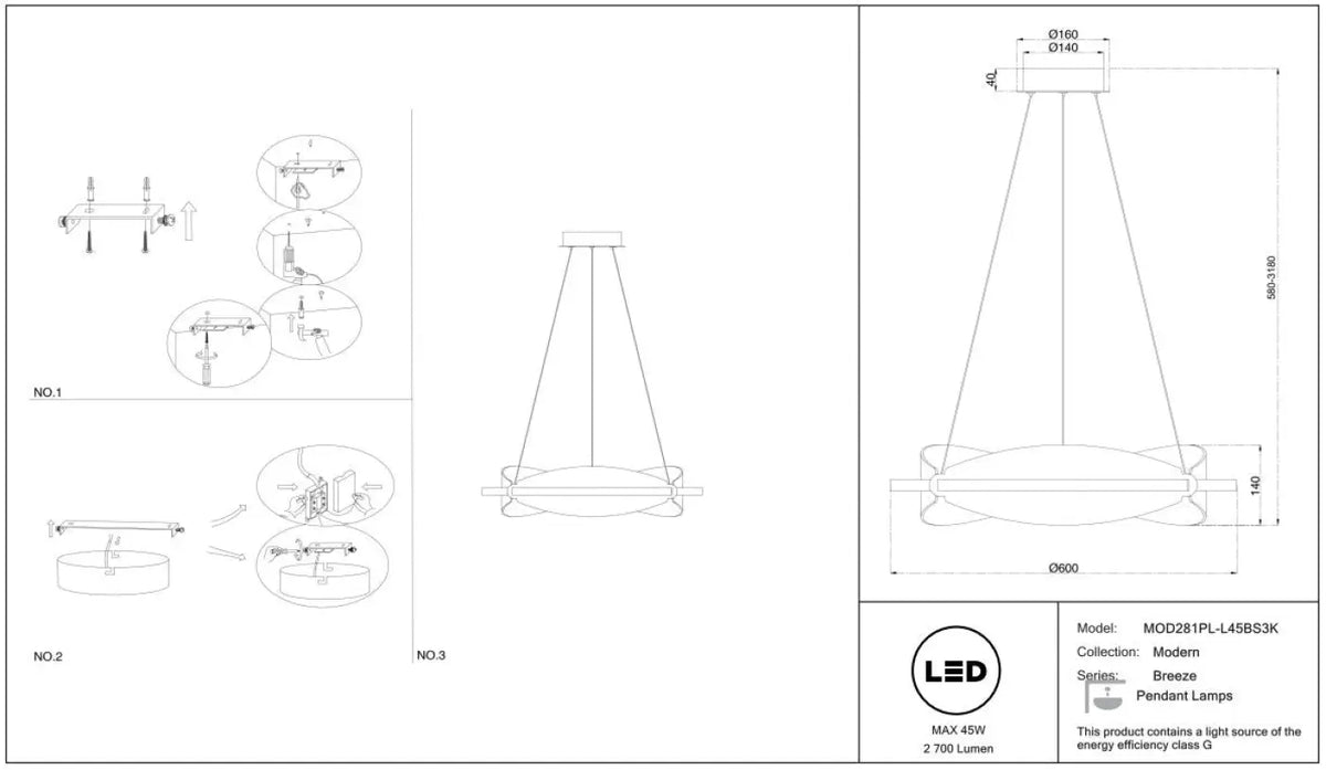 Suspension Luminaire | BREEZE (Anneau)