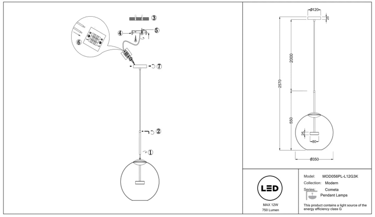 Suspension Luminaire | COMETA (Globe)
