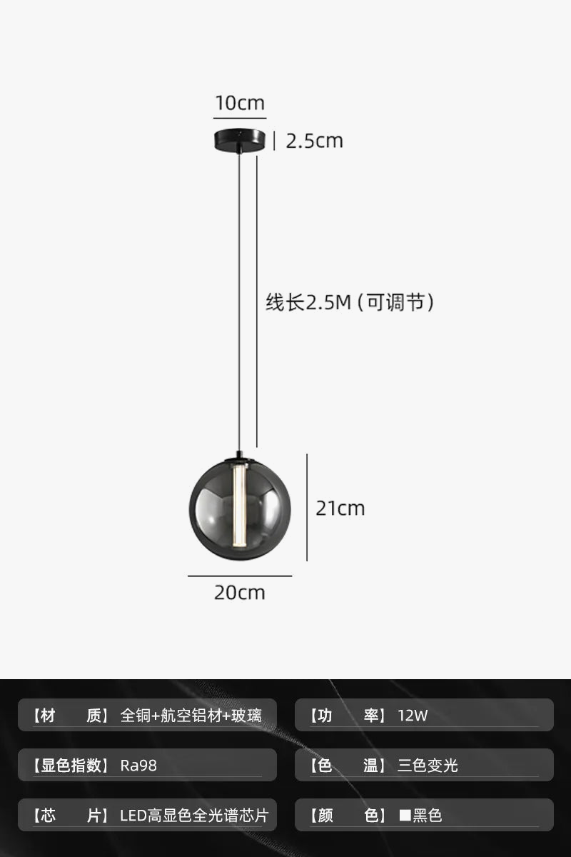 Suspension — En verre fumé lampe design pour restaurant et café