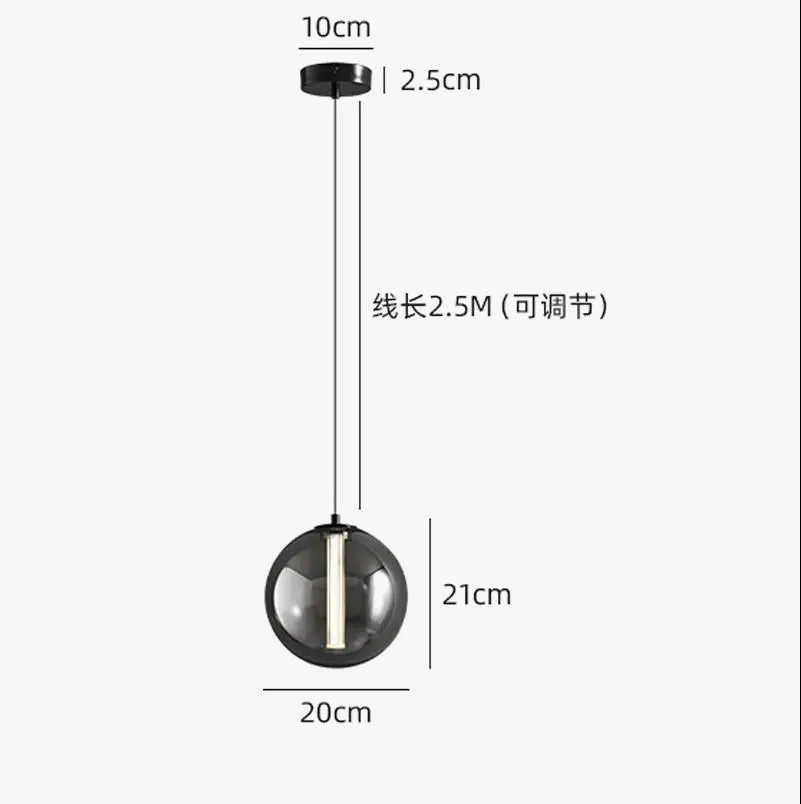 Suspension — En verre fumé lampe design pour restaurant et café