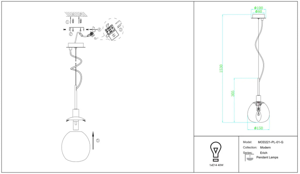 Suspension Luminaire | ERICH (Globe)