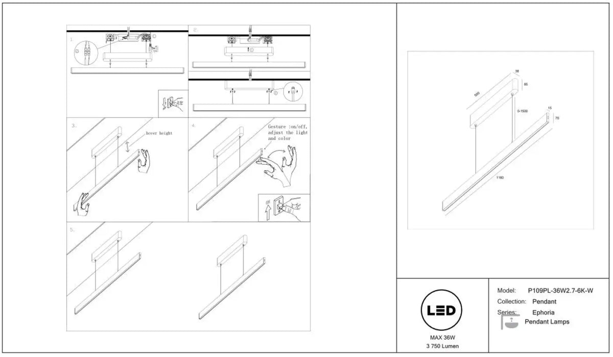 Suspension Luminaire | EUPHORIA (Linéaire)