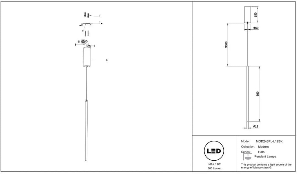 Suspension Luminaire | HALO (Tube Vertical)