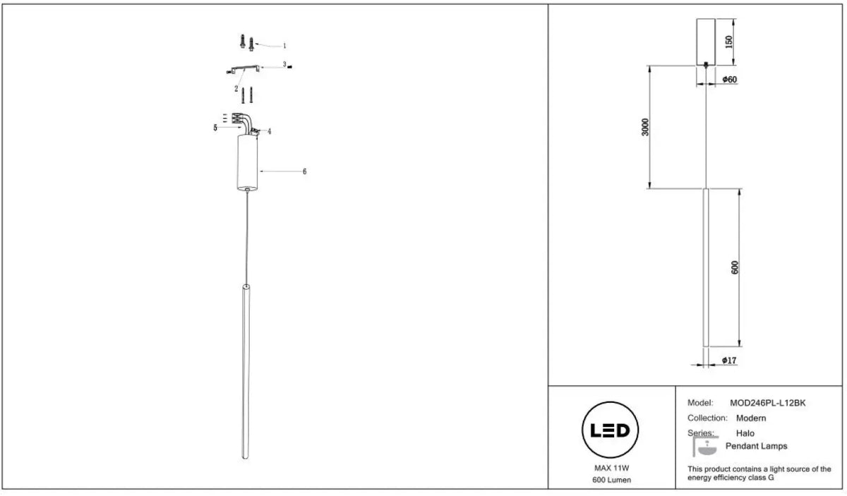 Suspension Luminaire | HALO (Tube Vertical)
