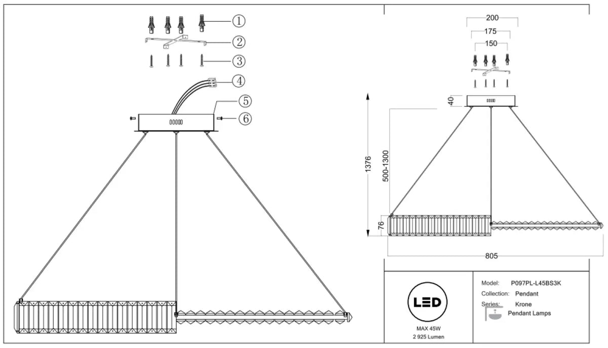 Suspension Krone (couronne scintillante)