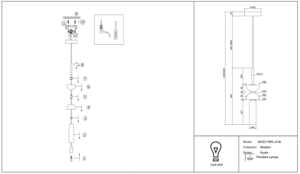 Suspension Luminaire | KYOTO (Cylindre)