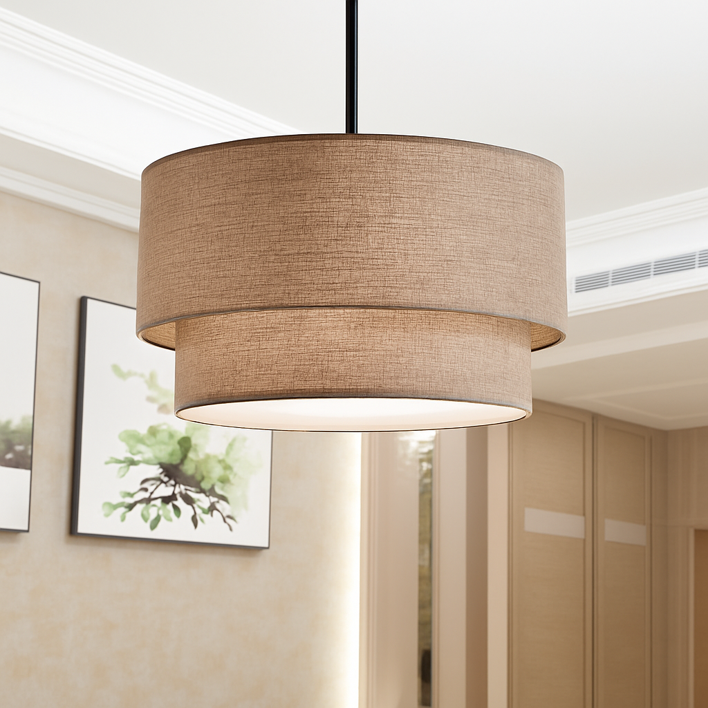 Suspension LED cylindrique en tissu Foyer – Cléor Épure