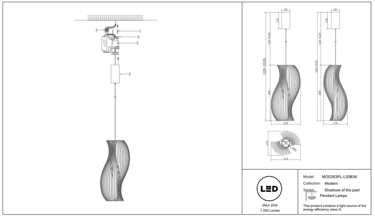 Suspension Luminaire | SHADOWS OF THE PAST (Cadre Sculptural)
