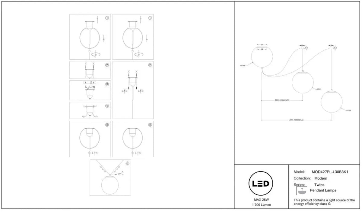 Suspension Luminaire | TWINS (Globes)