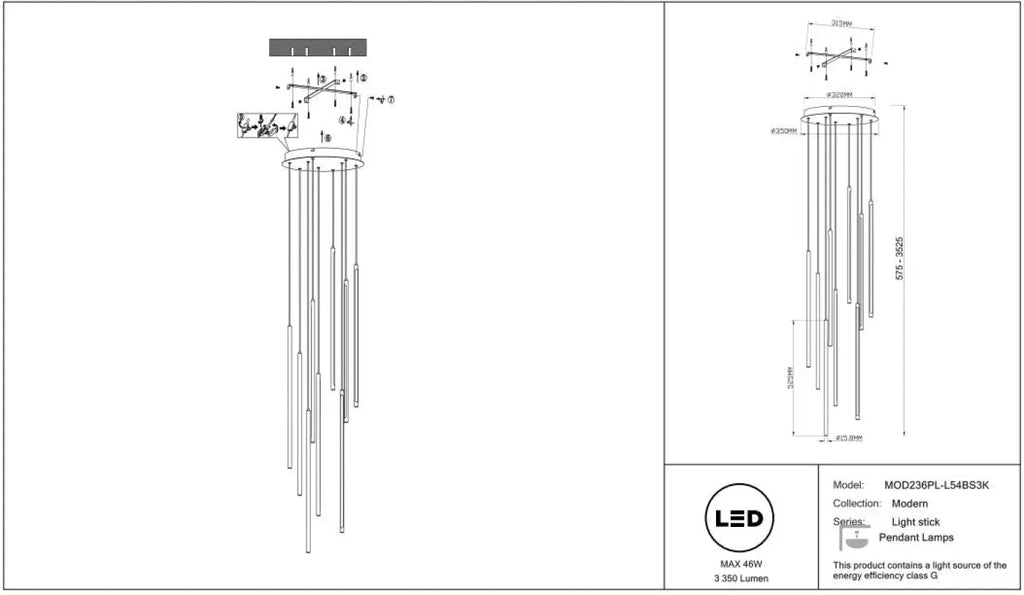 Suspension Luminaire | LIGHT STICK (Grappe)