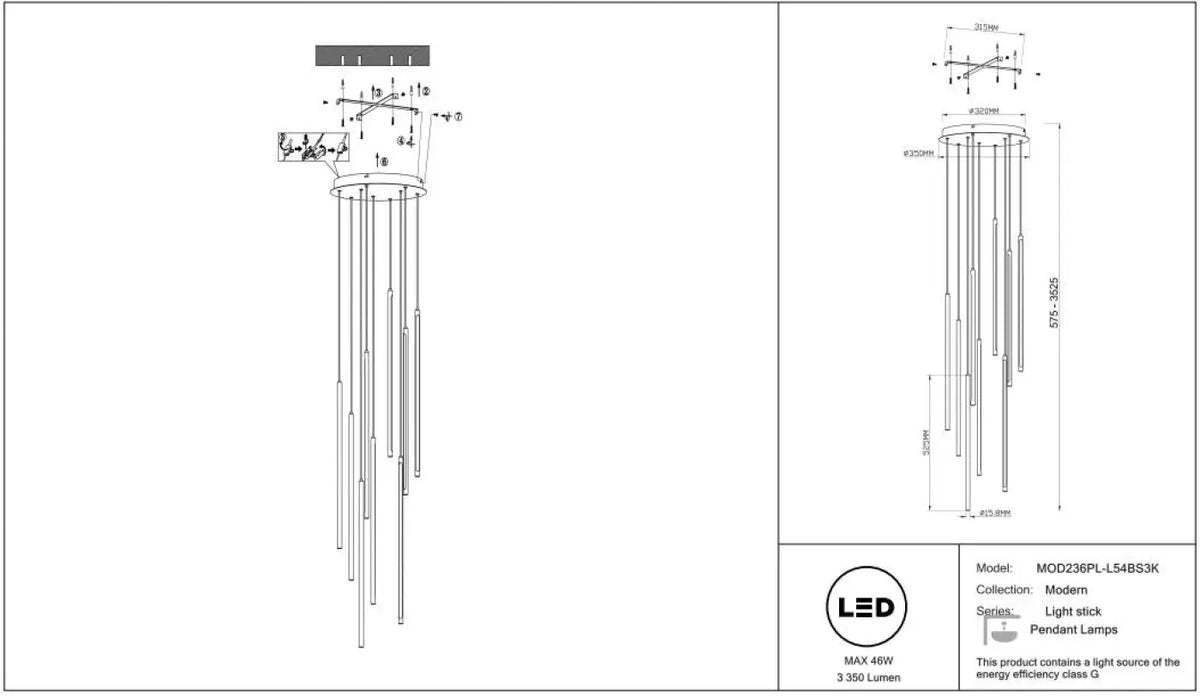 Suspension Luminaire | LIGHT STICK (Grappe)