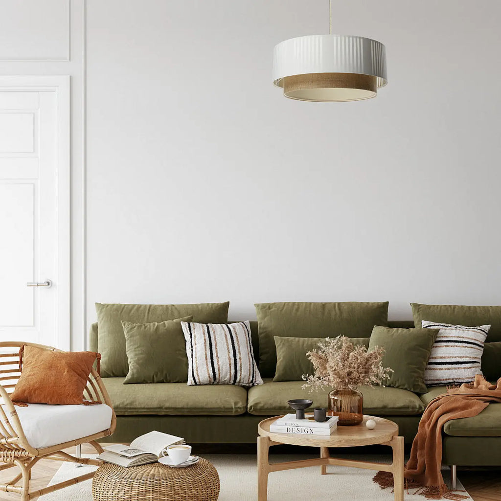 Suspension Luminaire | DUO LAMI LINE (Blanc/Beige/Ecru)