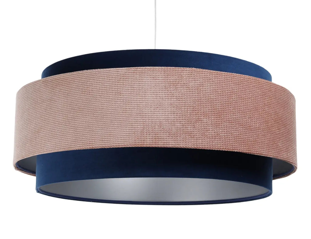Suspension Luminaire | DOBLO CLASSIC (Bleu Marine/Rose Pâle/Argent)