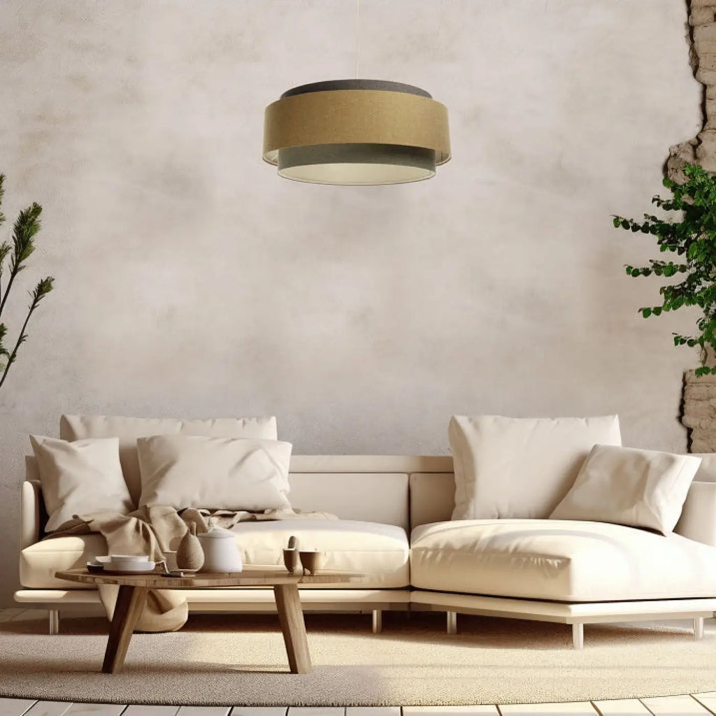Suspension Luminaire | DOBLO BOHO ELEGANT (Gris Vert/ Marron Gris/ Ecru/Moutarde)