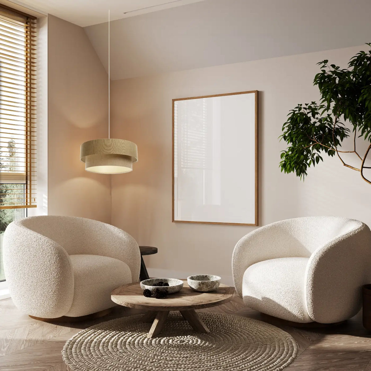 Suspension Luminaire | DUO BOHO ELEGANT (Marron/Beige/Ecru)