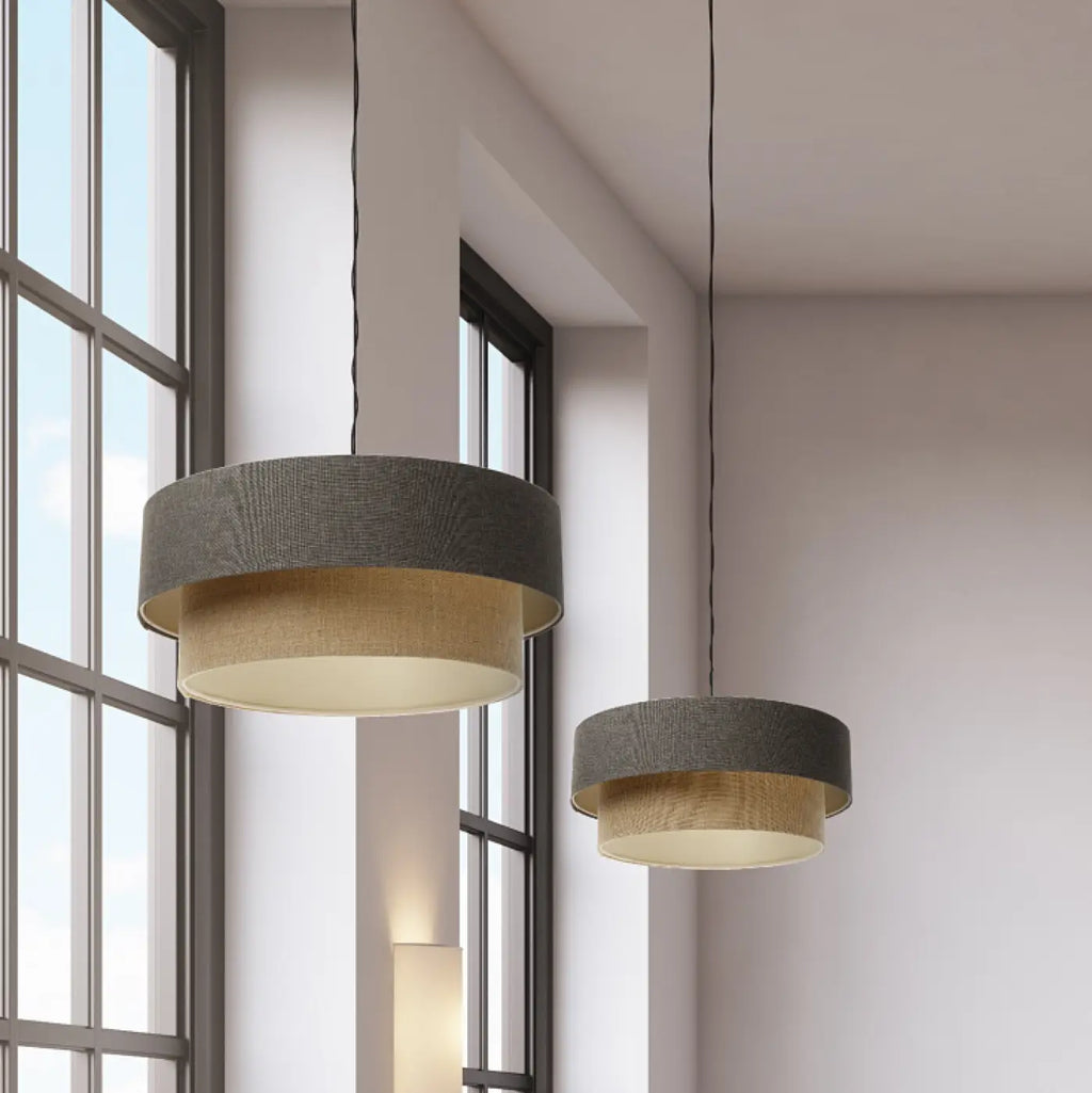Suspension Luminaire | DUO BOHO ELEGANT (Marron Gris/Beige/Ecru)