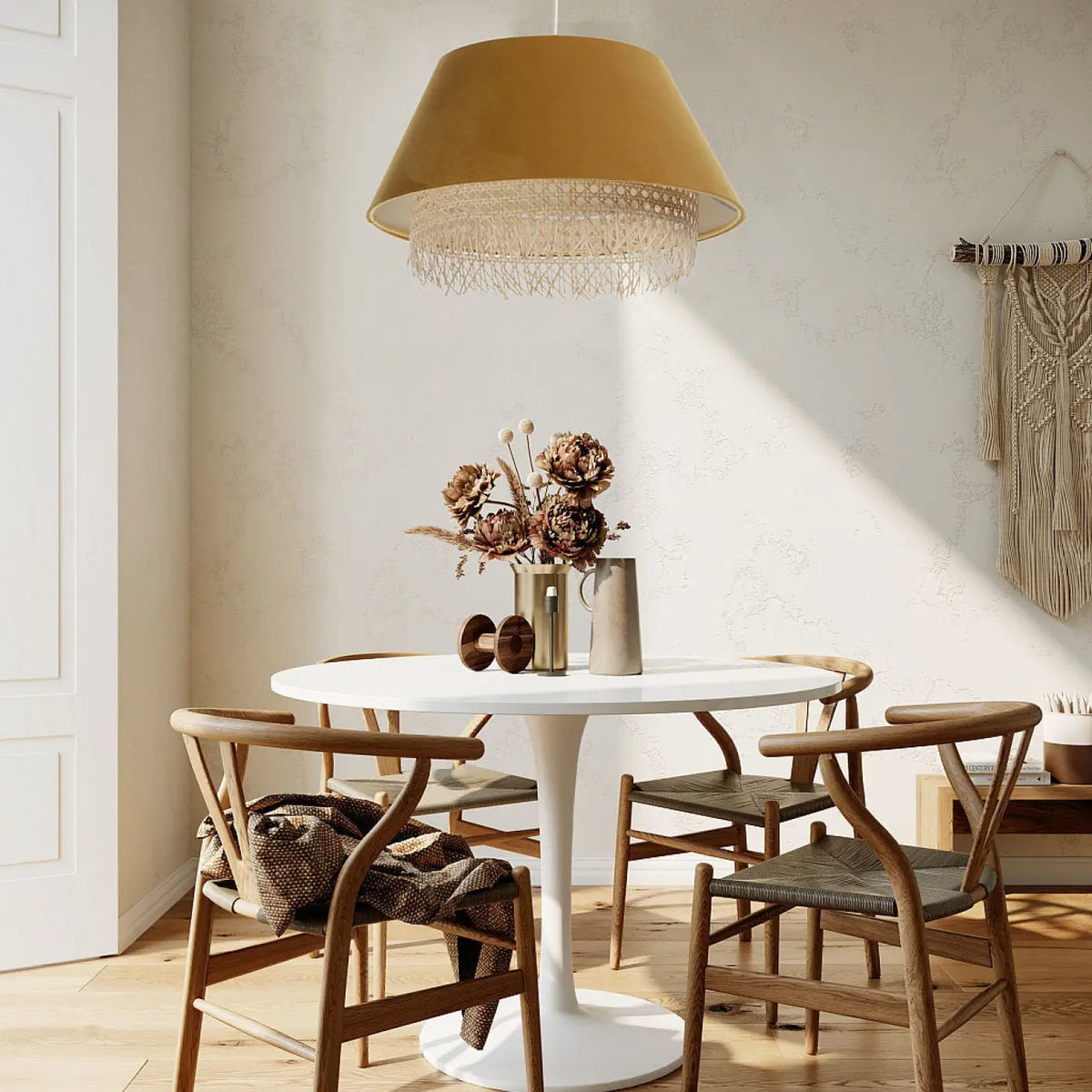 Suspension Luminaire | SENSEI RATTAN (Moutarde)