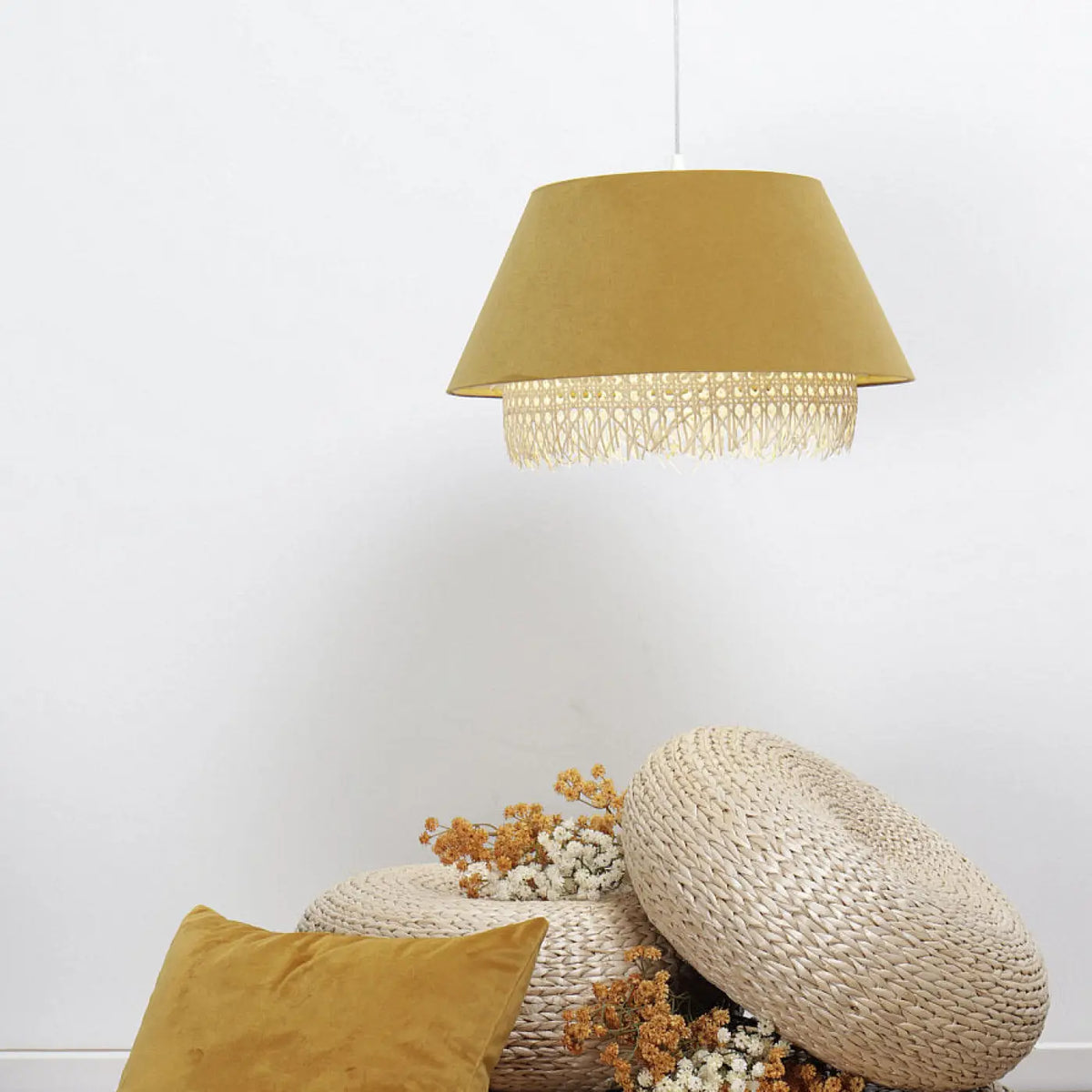 Suspension Luminaire | SENSEI RATTAN (Moutarde)