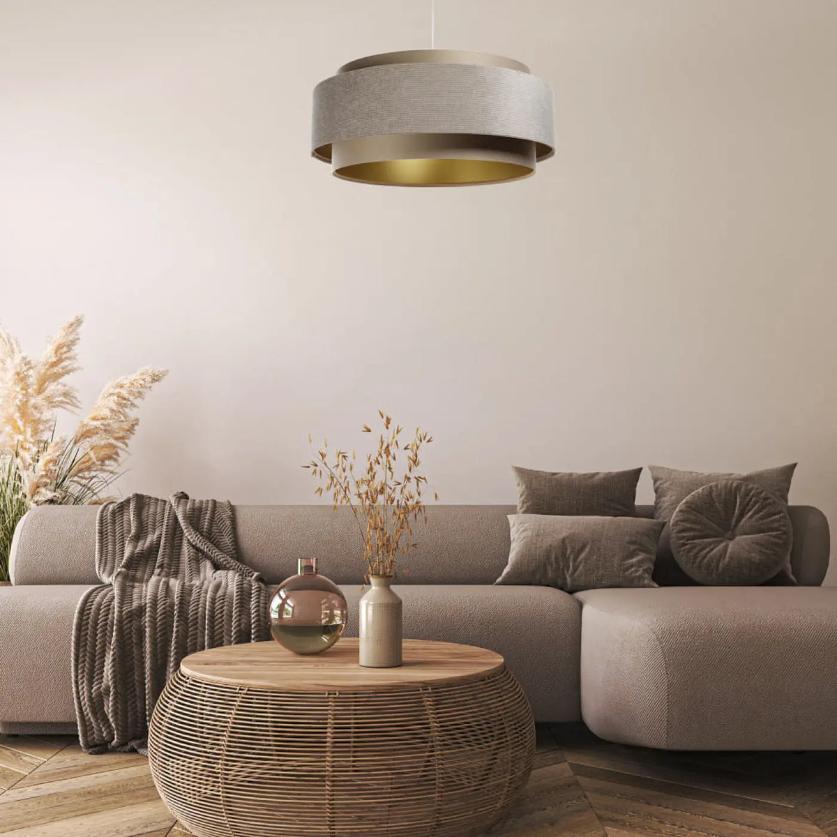 Suspension Luminaire | DOBLO CLASSIC (Beige/Doré)