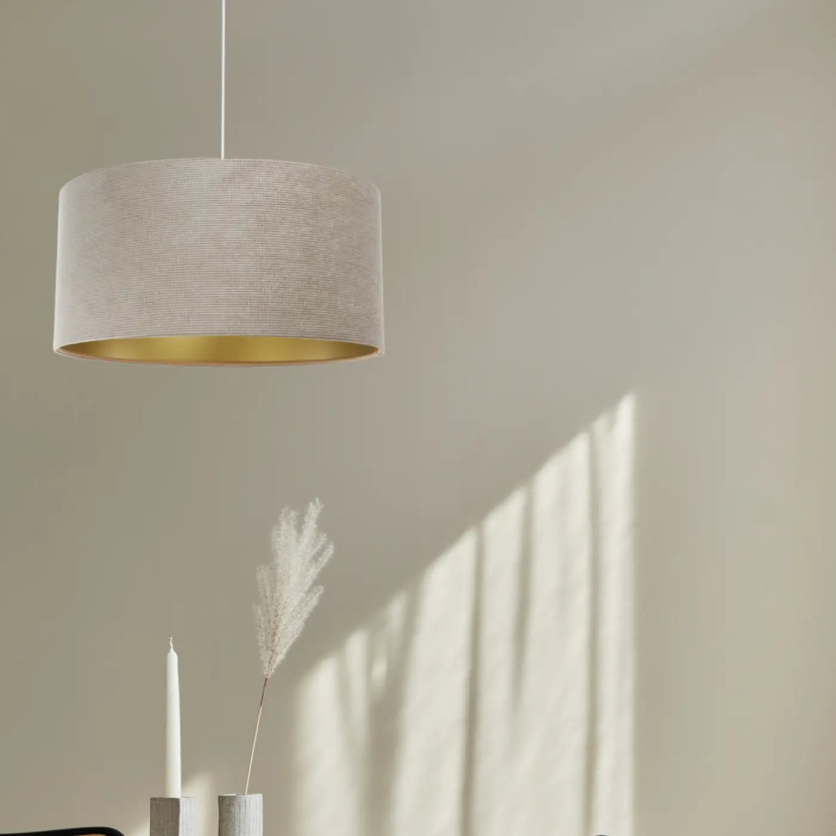 Suspension Luminaire | GLAMOUR STRUCTURAL VELOUR (Beige/Doré)