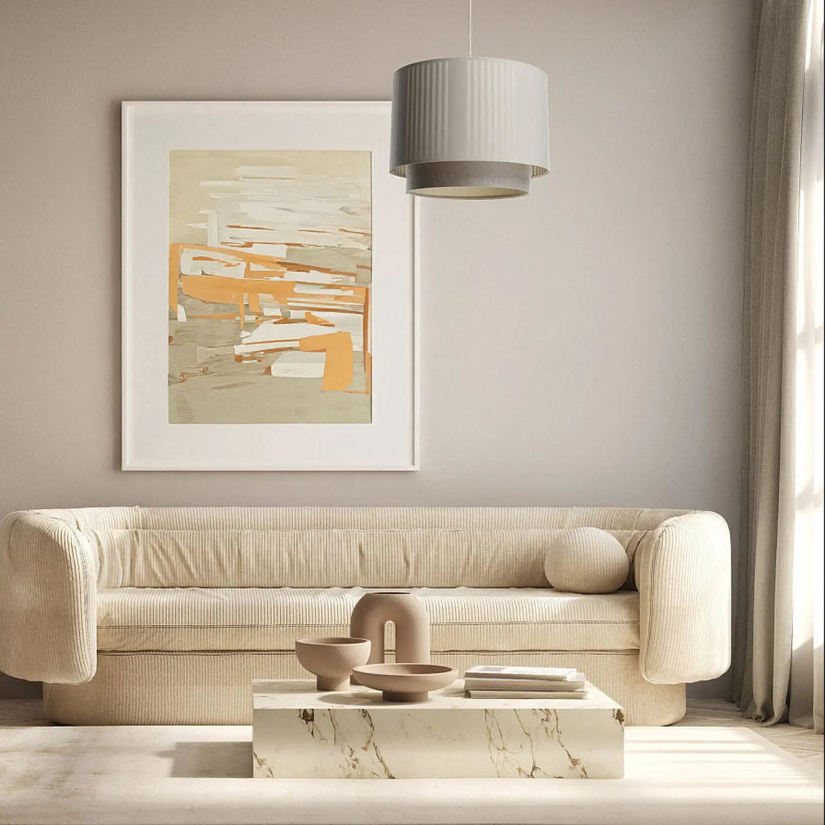 Suspension Luminaire | DUO LAMI LINE (Beige/Ecru)