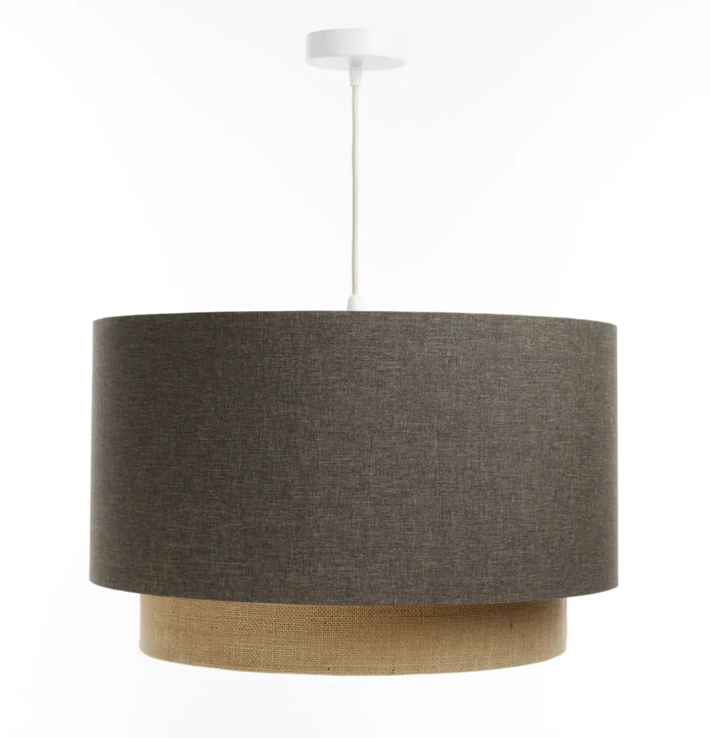 Suspension Luminaire | DUO RATTAN (Graphite/Beige)